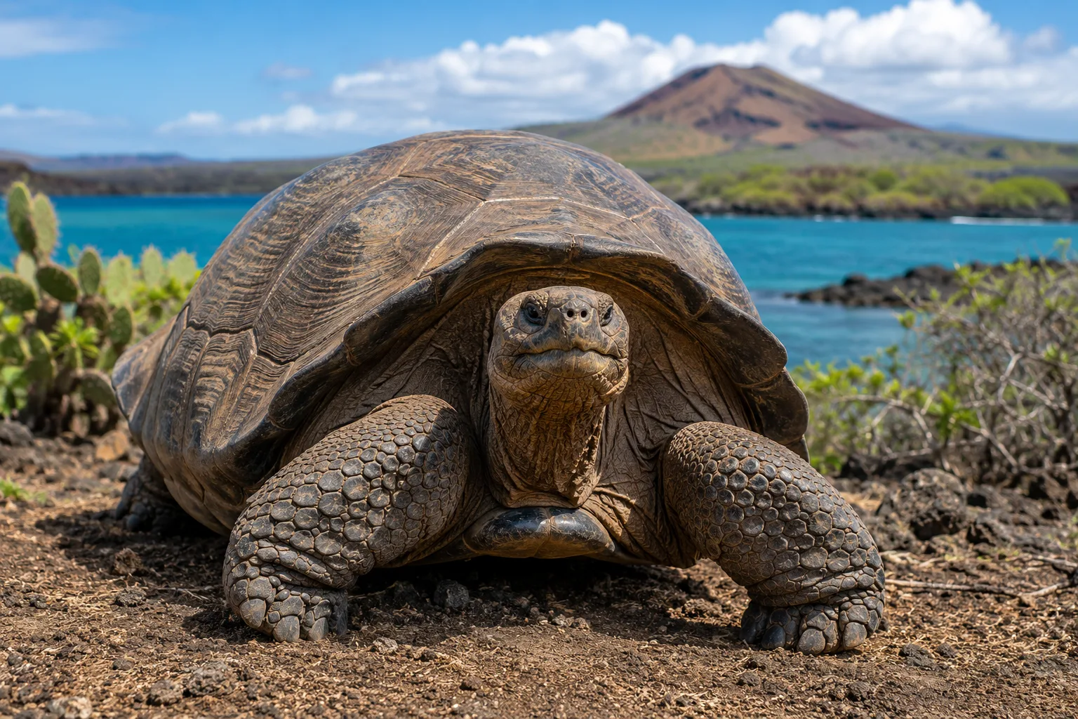 Tortuga gigante de Galápagos en la parte alta de Santa Cruz